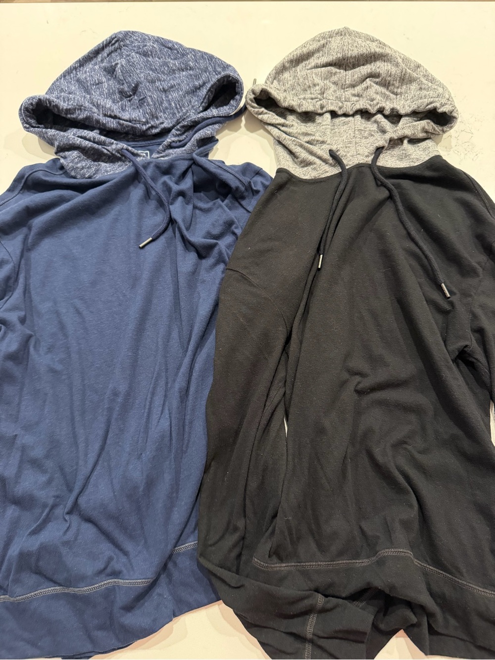 Men's Lightweight Hooded Long Sleeve Shirts - Blue & Black